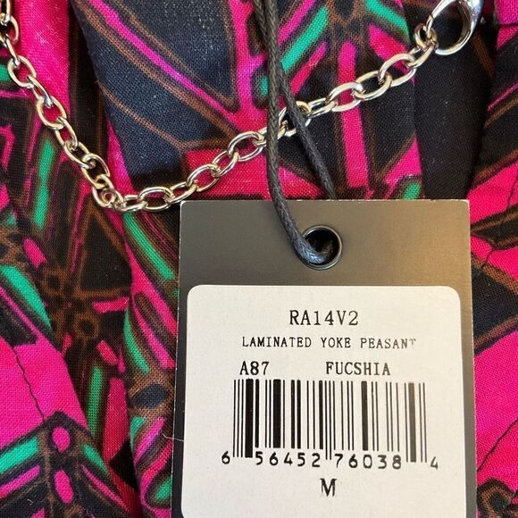 Plenty by Tracy Reese Fuchsia Laminated Yoke Peasant Blouse, NWT. M. Anthro, Rev - Picture 15 of 16